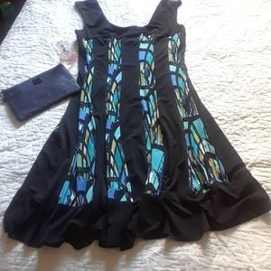 Multi colored black dress